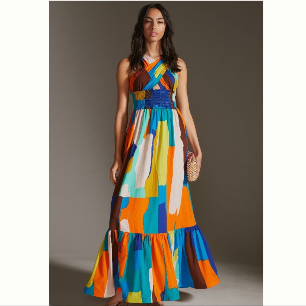 Plenty by Tracy Reese Printed Petite Small Halter Maxi Dress